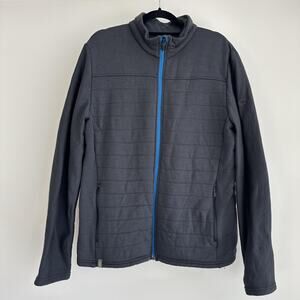 Icebreaker Legend Jacket Mens Large Gray Blue Merino Wool Quilted Full Zip Layer